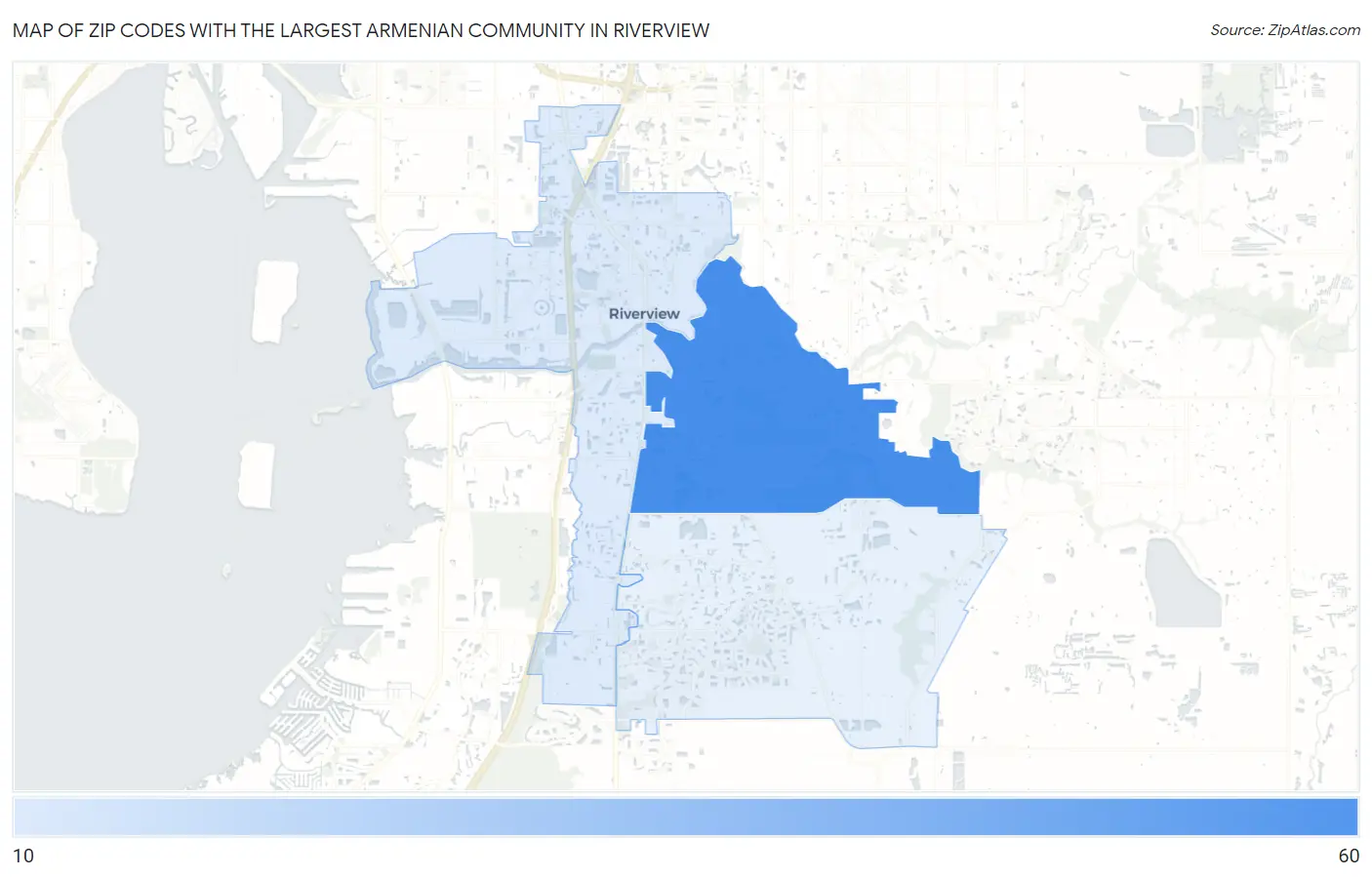 Zip Codes with the Largest Armenian Community in Riverview Map