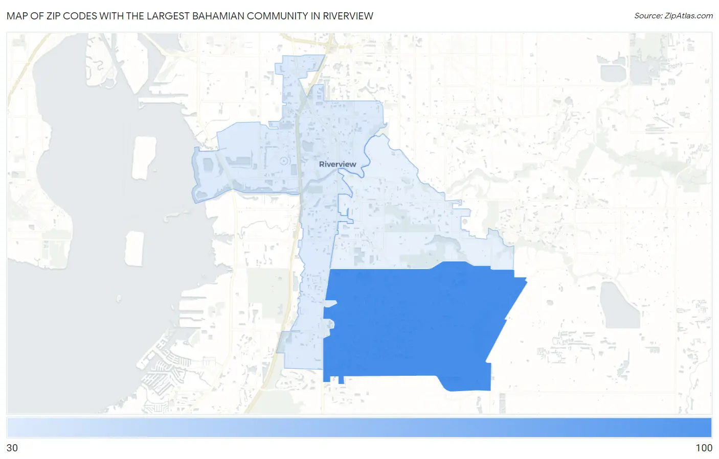 Zip Codes with the Largest Bahamian Community in Riverview Map