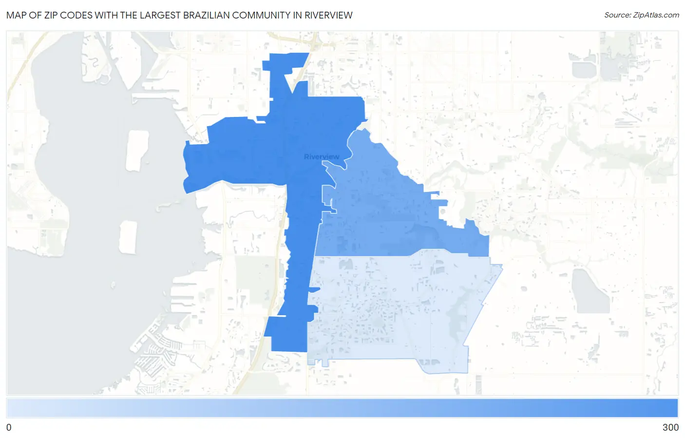 Zip Codes with the Largest Brazilian Community in Riverview Map