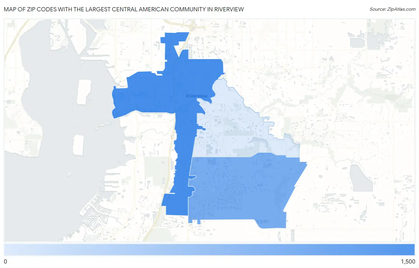 Zip Codes with the Largest Central American Community in Riverview Map