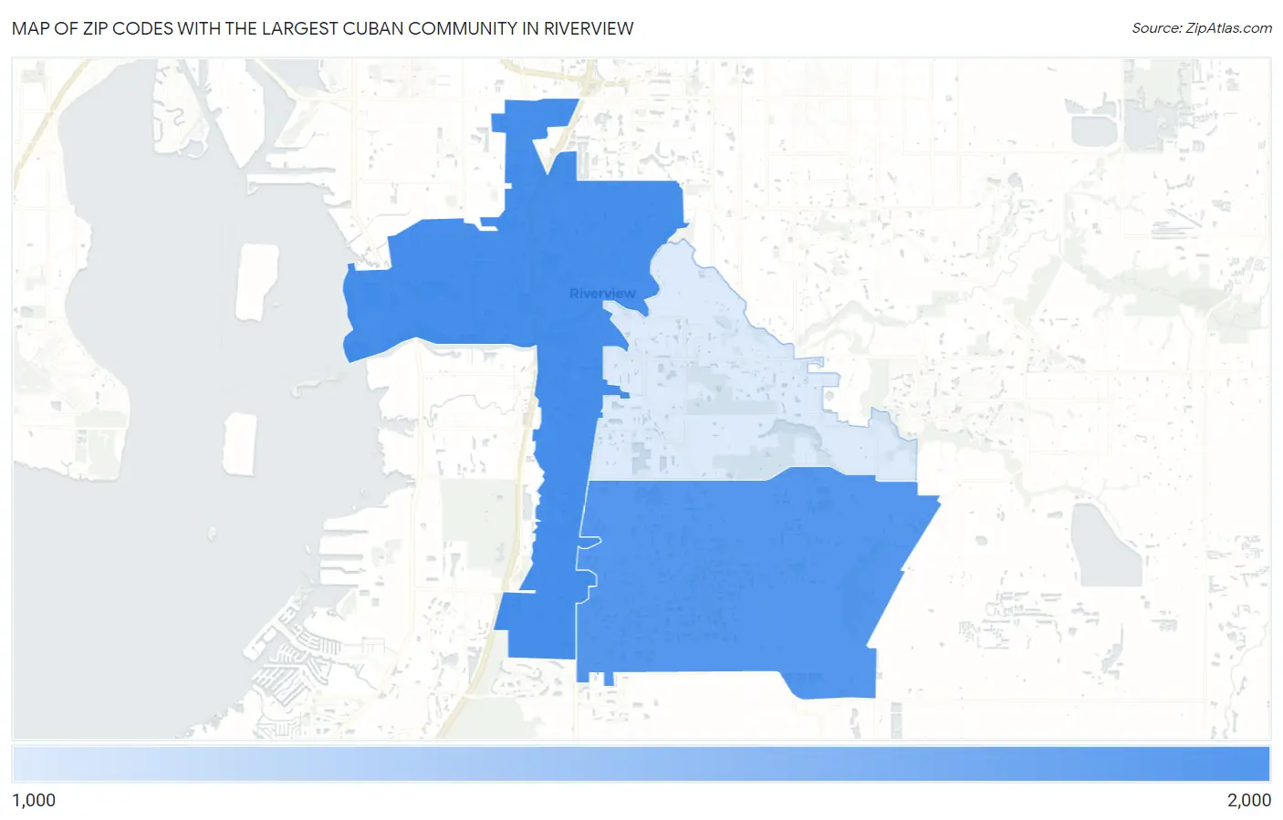 Zip Codes with the Largest Cuban Community in Riverview Map