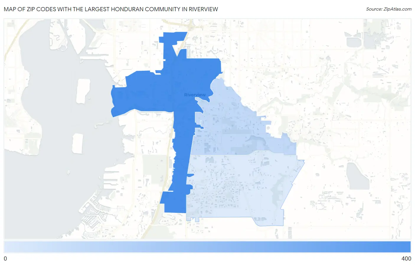 Zip Codes with the Largest Honduran Community in Riverview Map