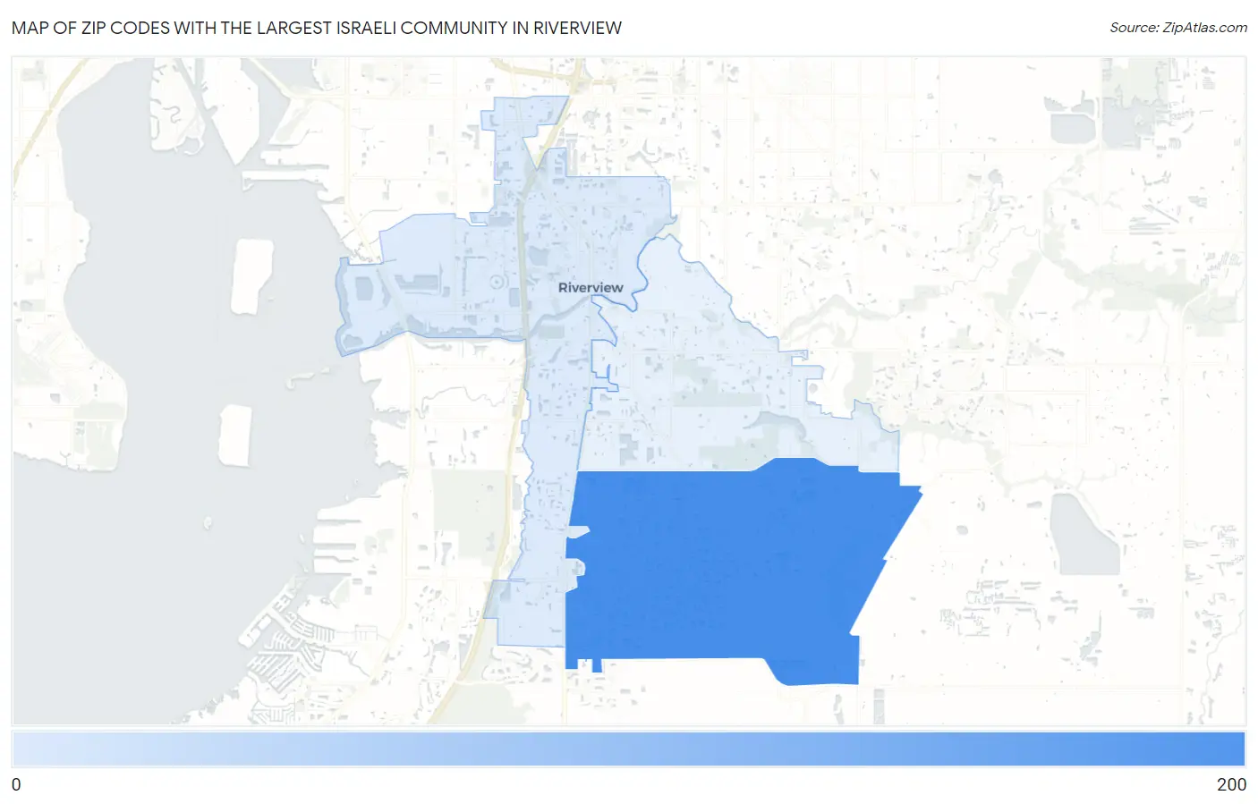 Zip Codes with the Largest Israeli Community in Riverview Map