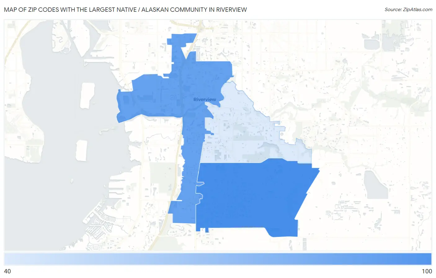 Zip Codes with the Largest Native / Alaskan Community in Riverview Map