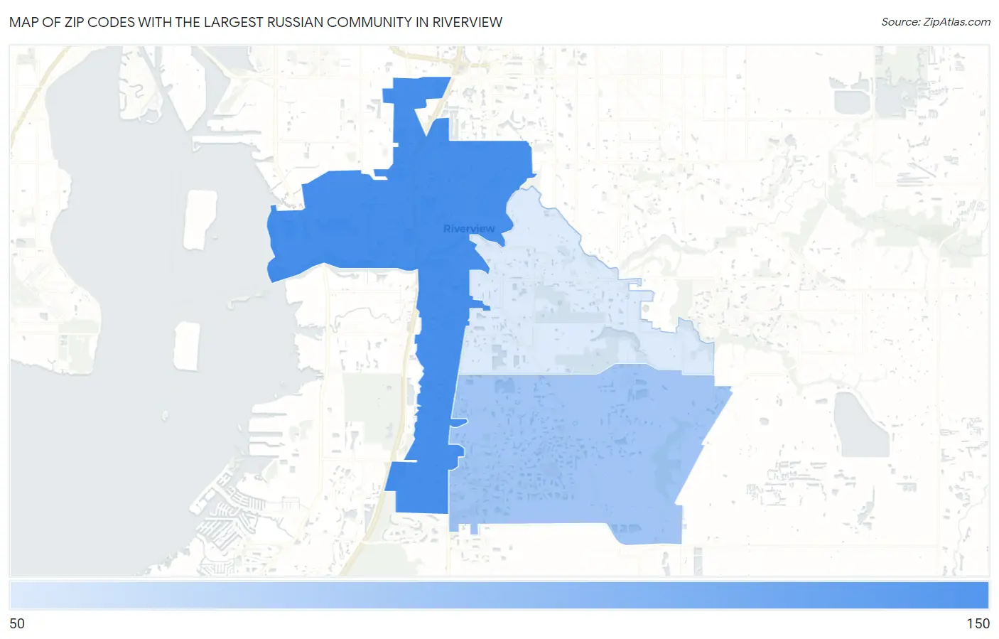 Zip Codes with the Largest Russian Community in Riverview Map