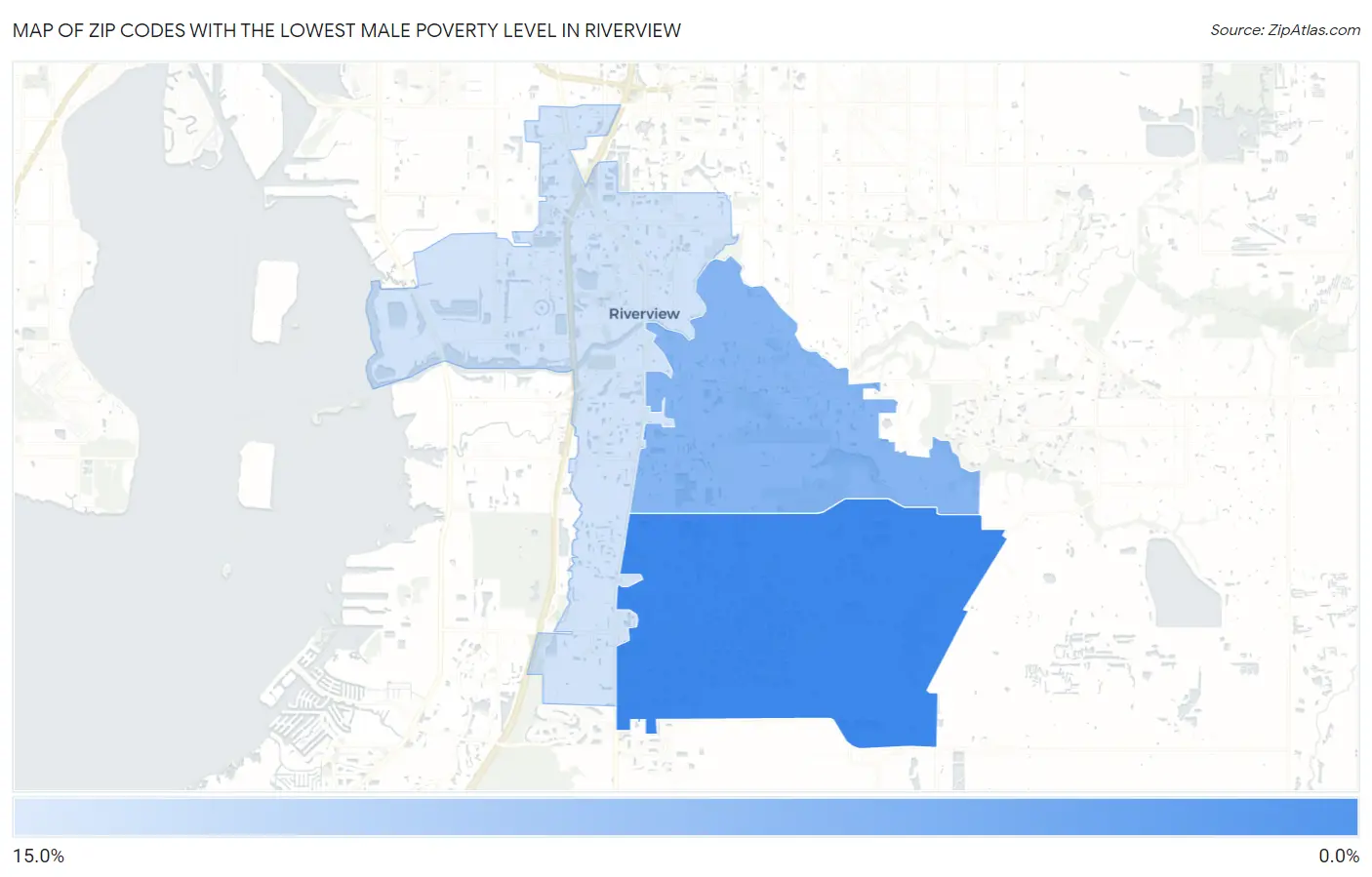Zip Codes with the Lowest Male Poverty Level in Riverview Map