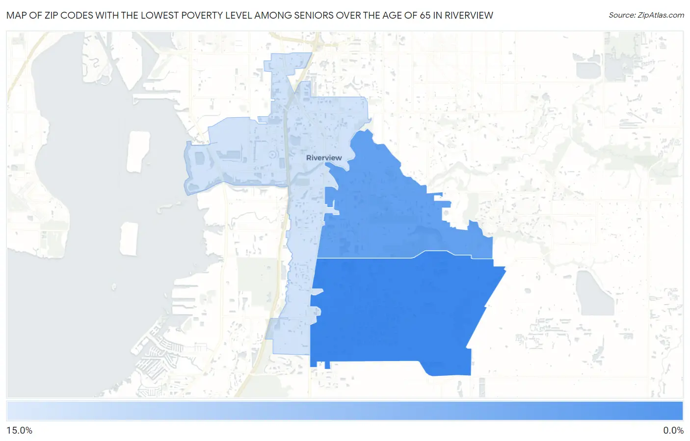 Zip Codes with the Lowest Poverty Level Among Seniors Over the Age of 65 in Riverview Map