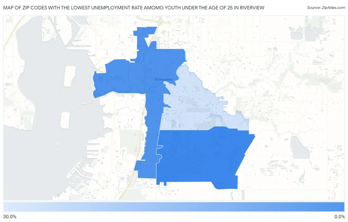 Zip Codes with the Lowest Unemployment Rate Amomg Youth Under the Age of 25 in Riverview Map