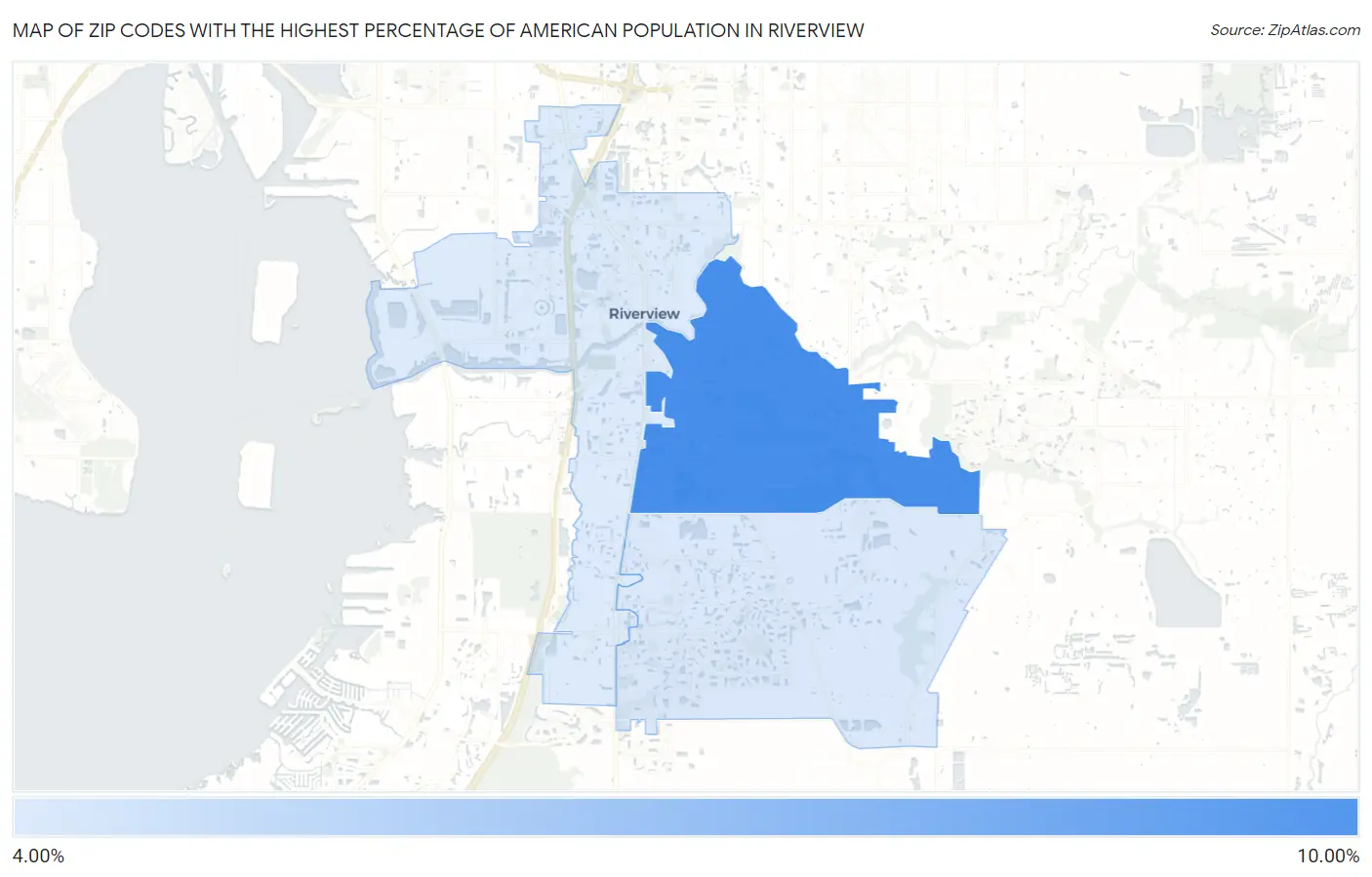 Zip Codes with the Highest Percentage of American Population in Riverview Map