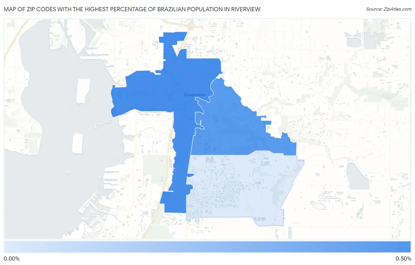 Zip Codes with the Highest Percentage of Brazilian Population in Riverview Map