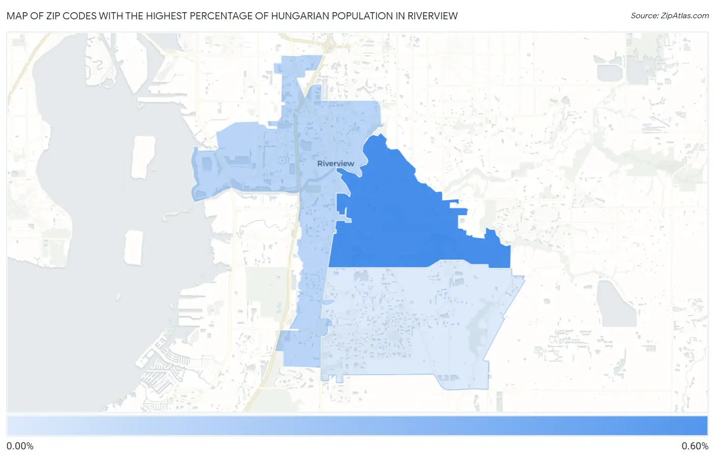 Zip Codes with the Highest Percentage of Hungarian Population in Riverview Map