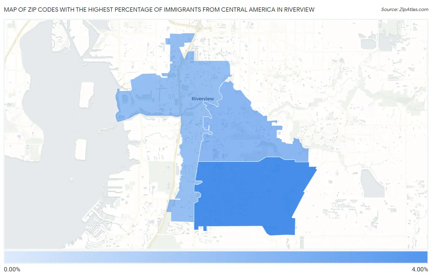 Zip Codes with the Highest Percentage of Immigrants from Central America in Riverview Map