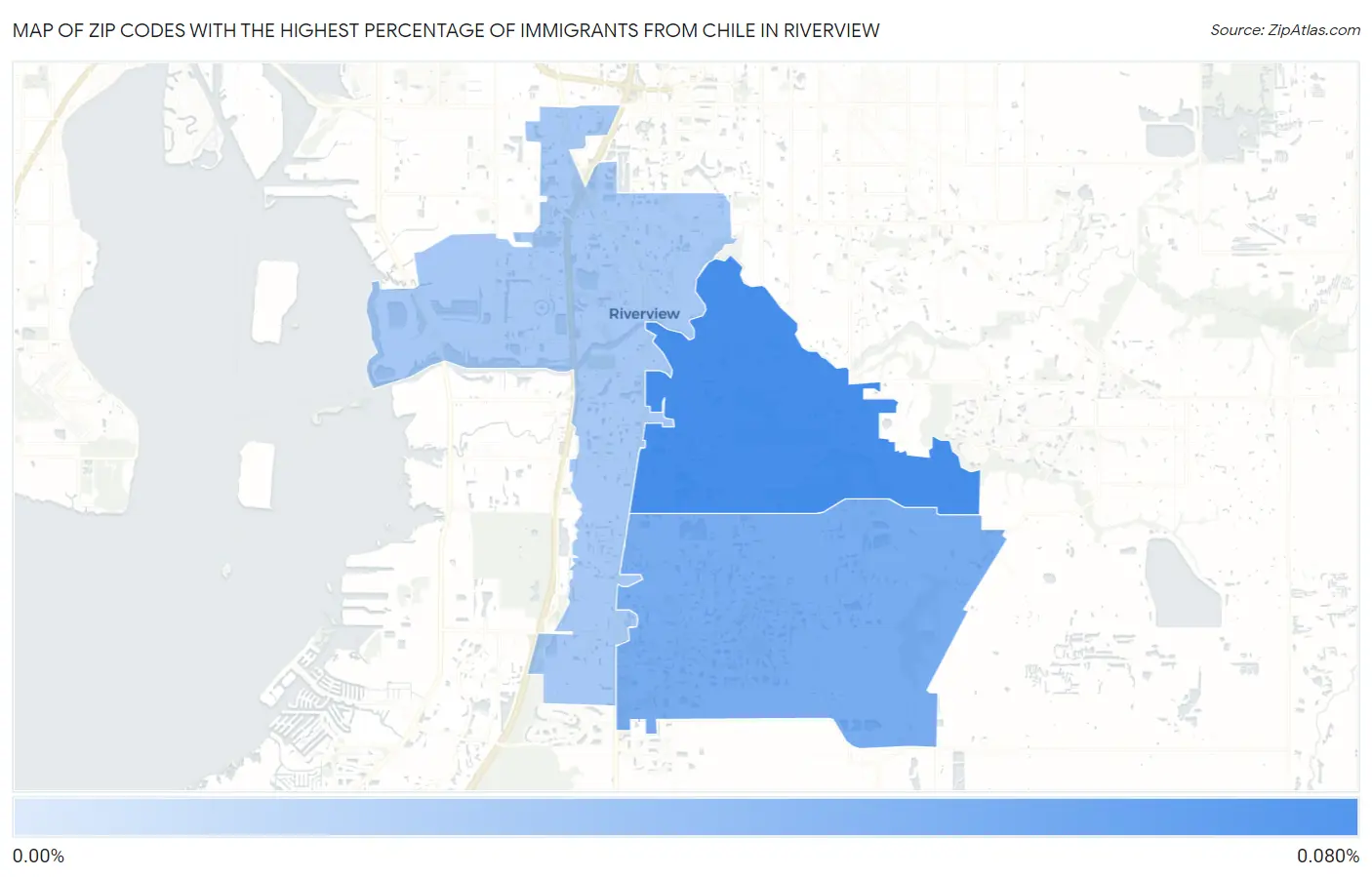 Zip Codes with the Highest Percentage of Immigrants from Chile in Riverview Map
