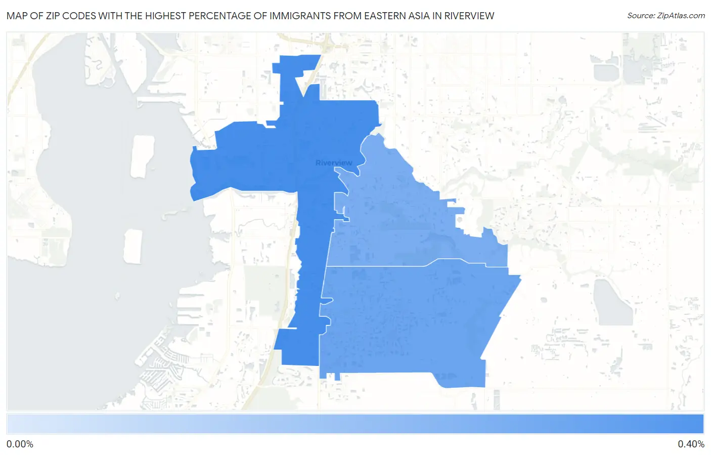 Zip Codes with the Highest Percentage of Immigrants from Eastern Asia in Riverview Map