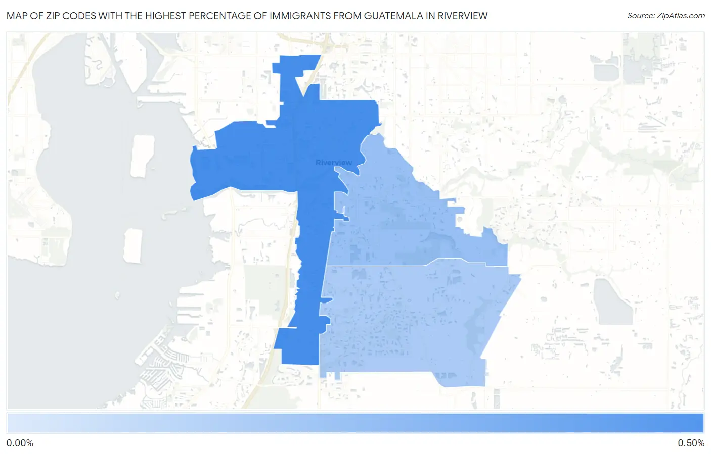 Zip Codes with the Highest Percentage of Immigrants from Guatemala in Riverview Map