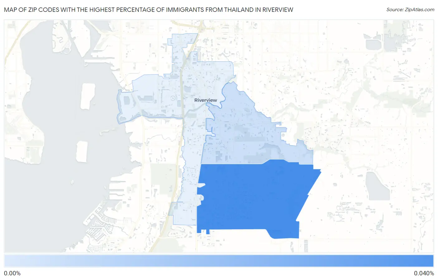 Zip Codes with the Highest Percentage of Immigrants from Thailand in Riverview Map