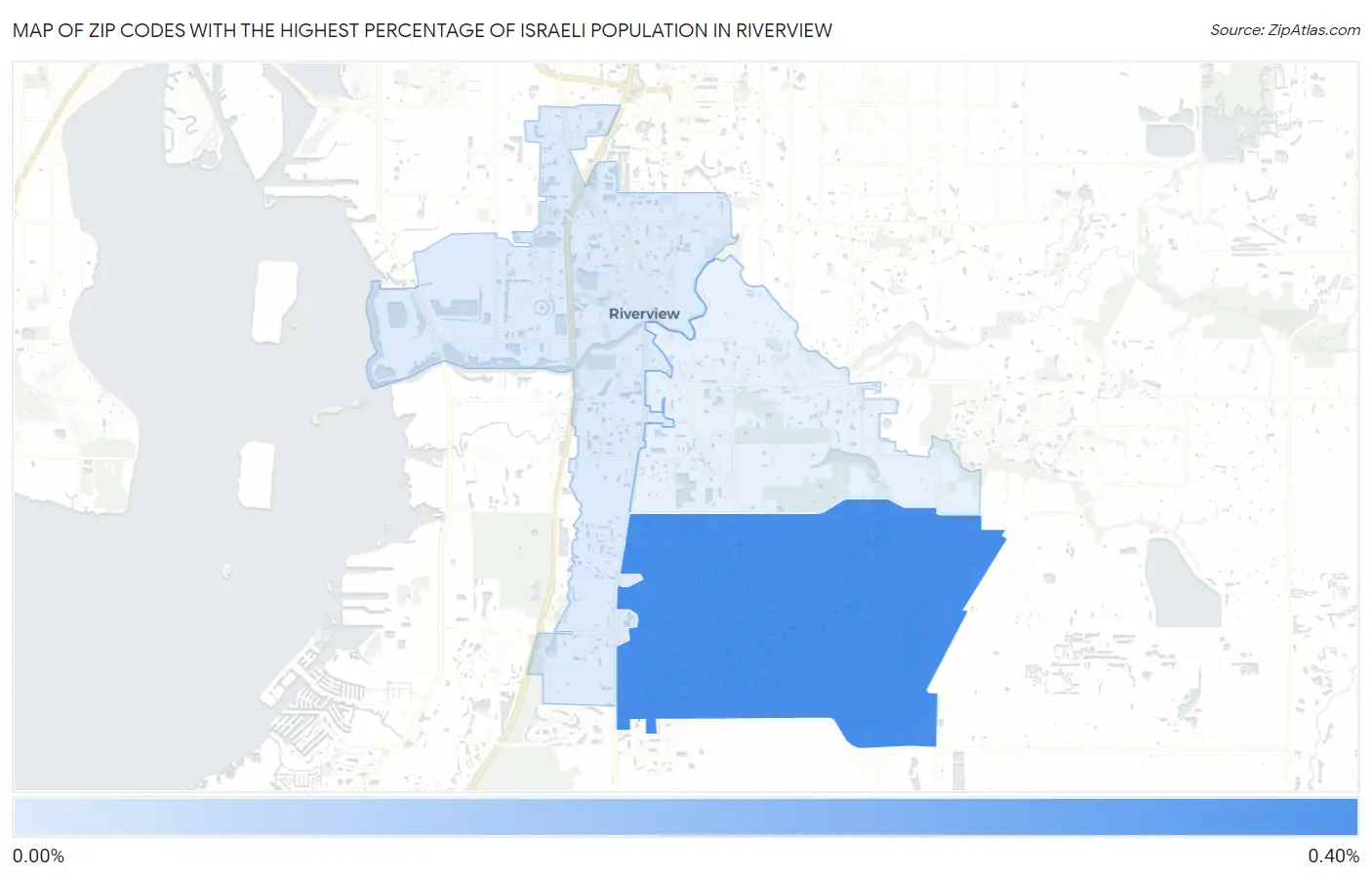 Zip Codes with the Highest Percentage of Israeli Population in Riverview Map