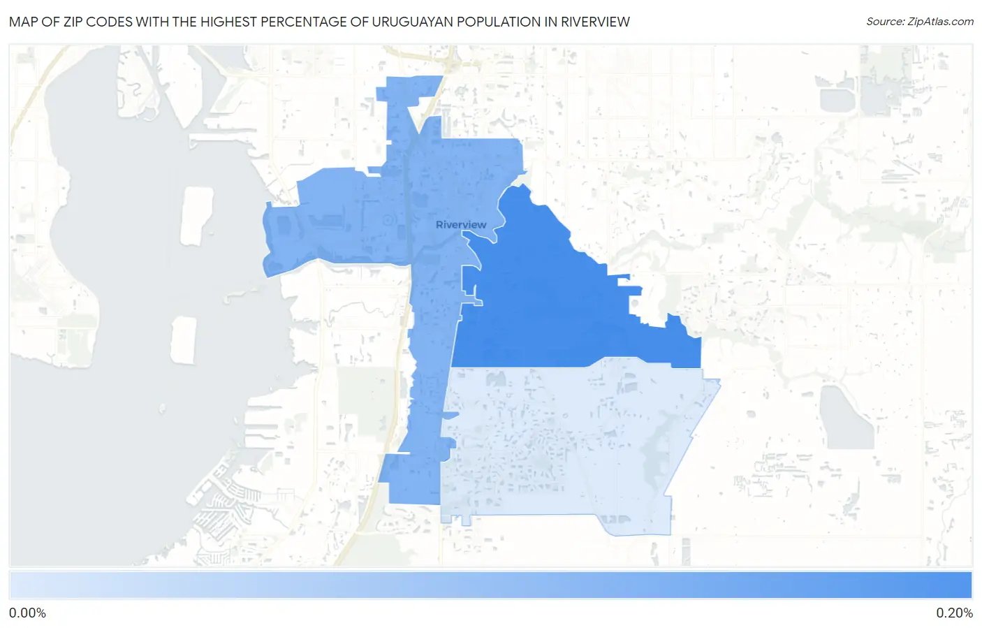 Zip Codes with the Highest Percentage of Uruguayan Population in Riverview Map