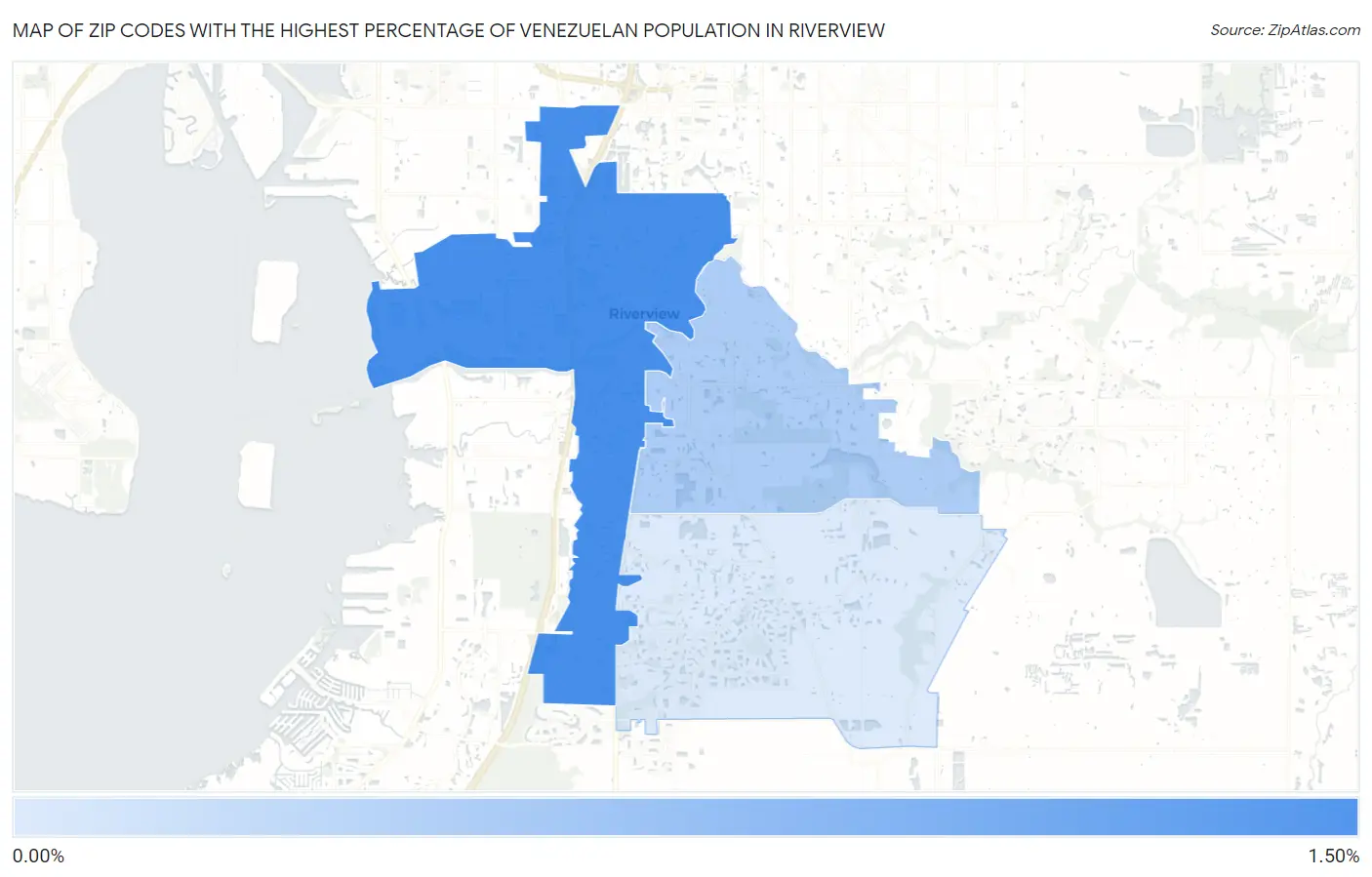 Zip Codes with the Highest Percentage of Venezuelan Population in Riverview Map