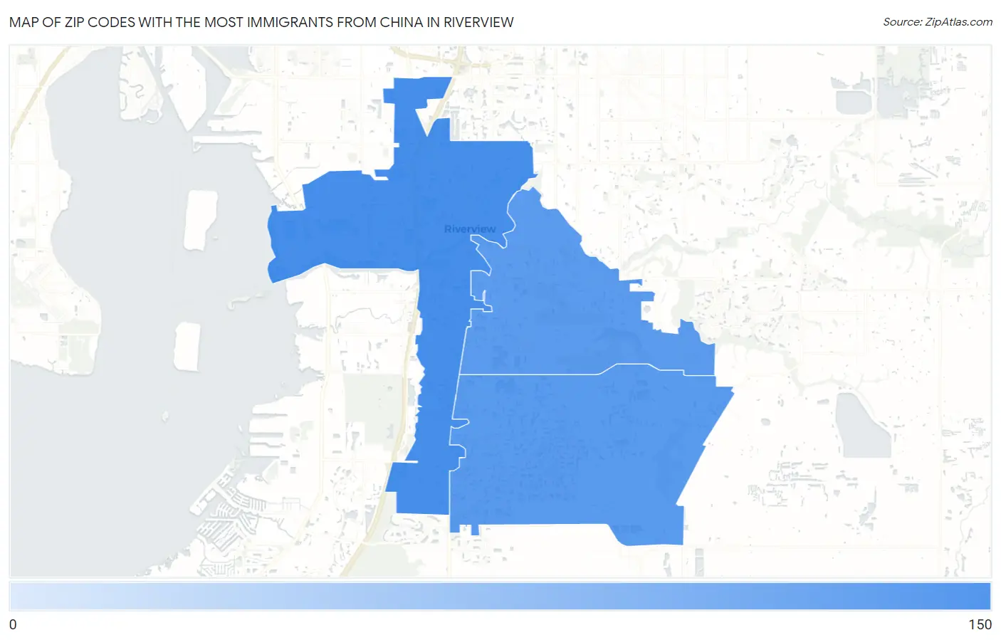 Zip Codes with the Most Immigrants from China in Riverview Map