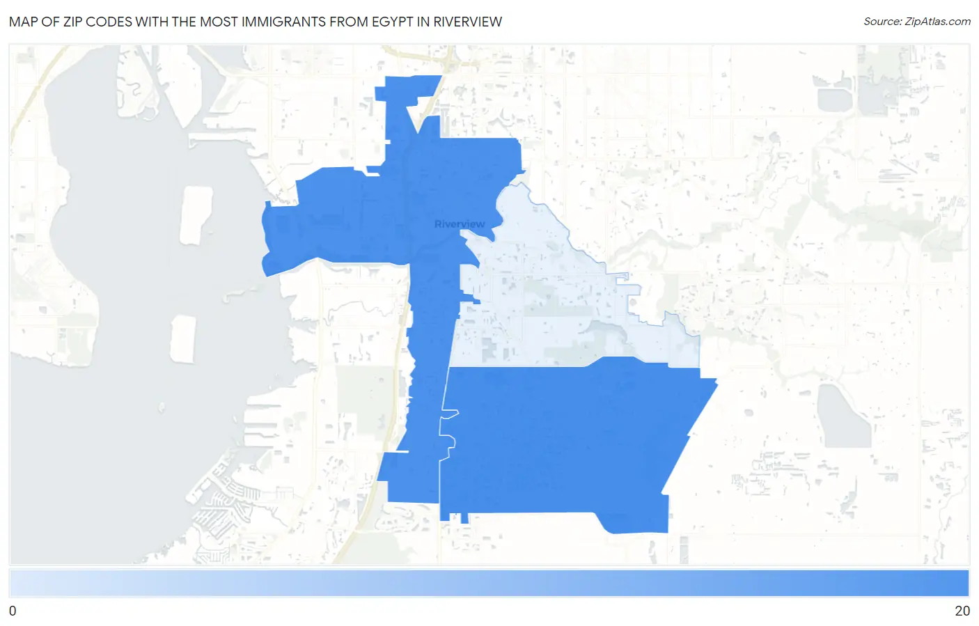 Zip Codes with the Most Immigrants from Egypt in Riverview Map