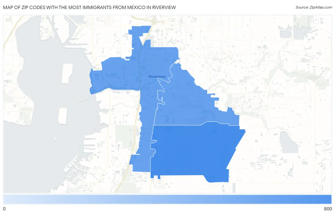 Zip Codes with the Most Immigrants from Mexico in Riverview Map