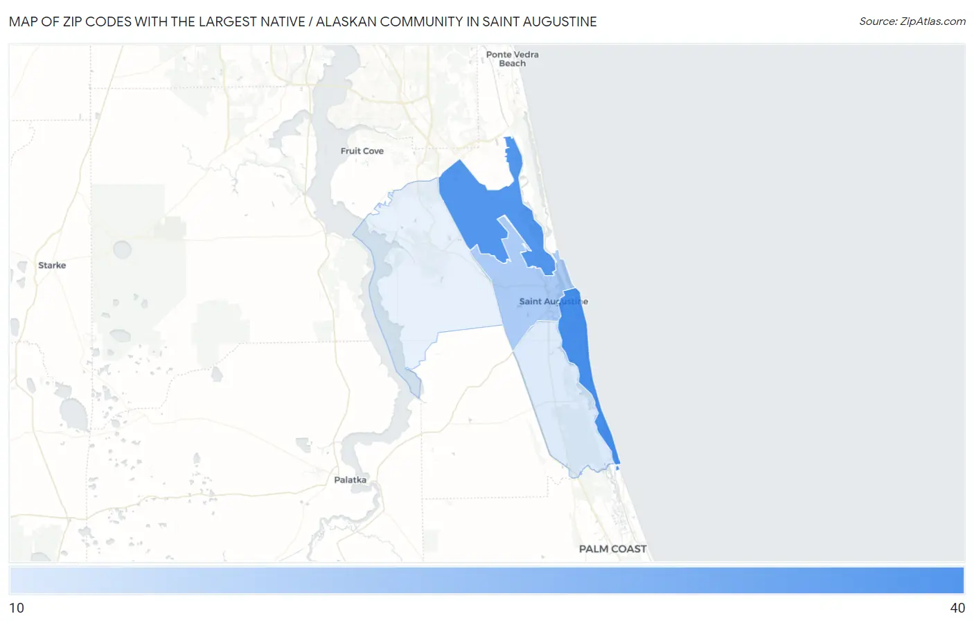 Zip Codes with the Largest Native / Alaskan Community in Saint Augustine Map
