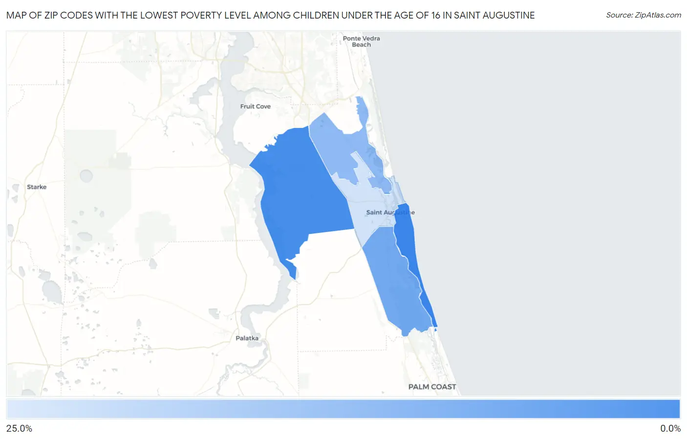 Zip Codes with the Lowest Poverty Level Among Children Under the Age of 16 in Saint Augustine Map