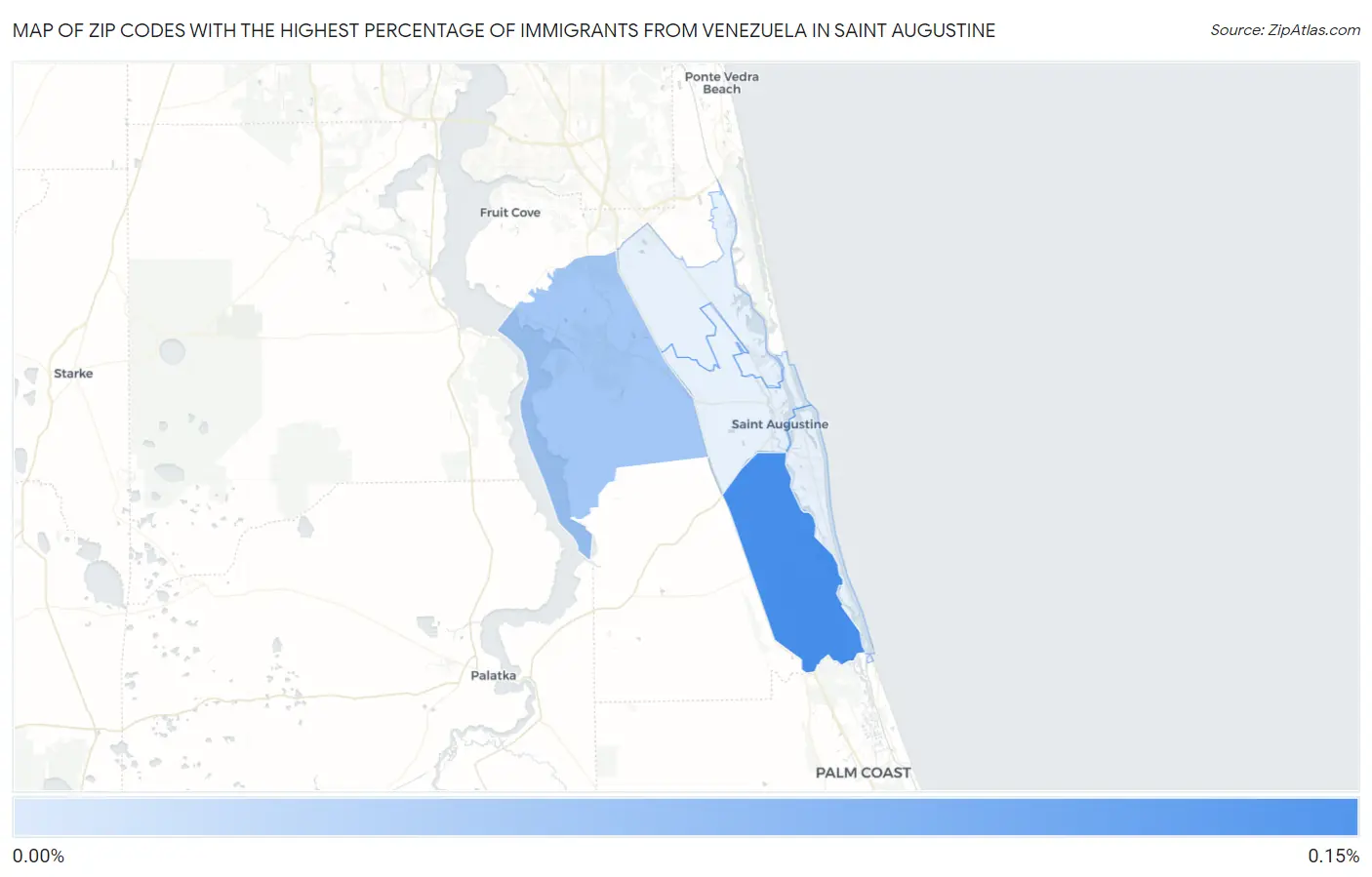 Zip Codes with the Highest Percentage of Immigrants from Venezuela in Saint Augustine Map