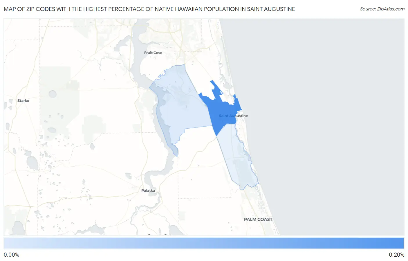 Zip Codes with the Highest Percentage of Native Hawaiian Population in Saint Augustine Map