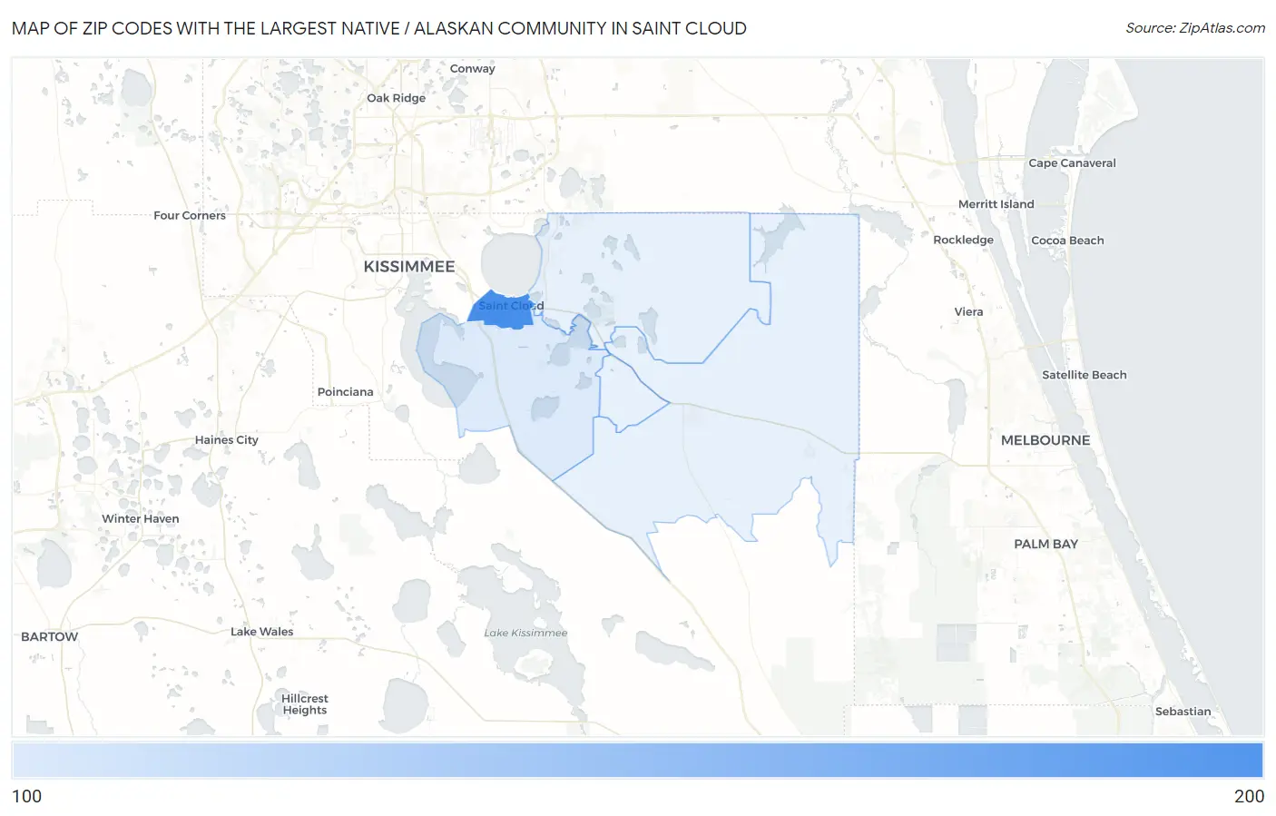 Zip Codes with the Largest Native / Alaskan Community in Saint Cloud Map
