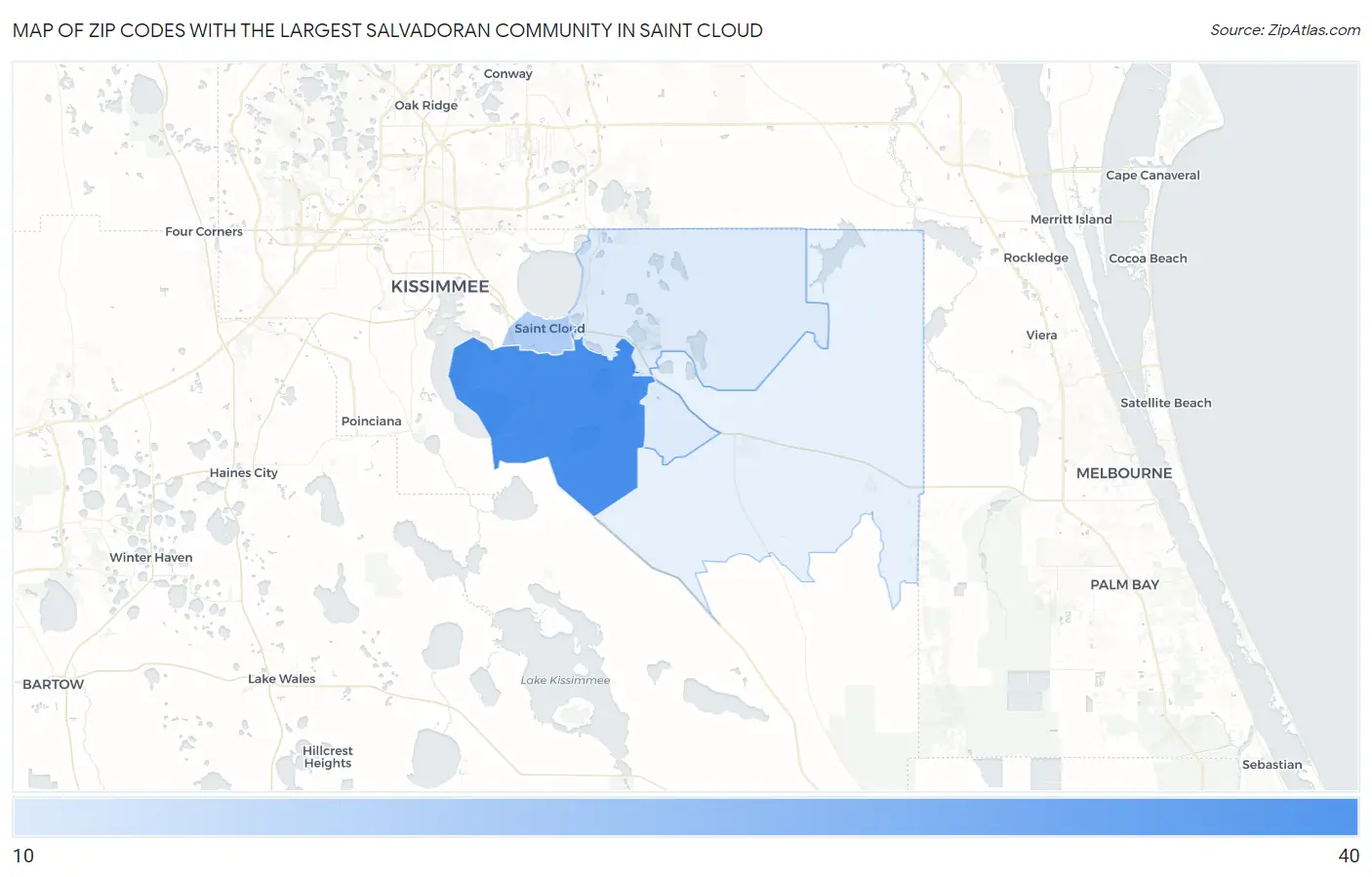 Zip Codes with the Largest Salvadoran Community in Saint Cloud Map