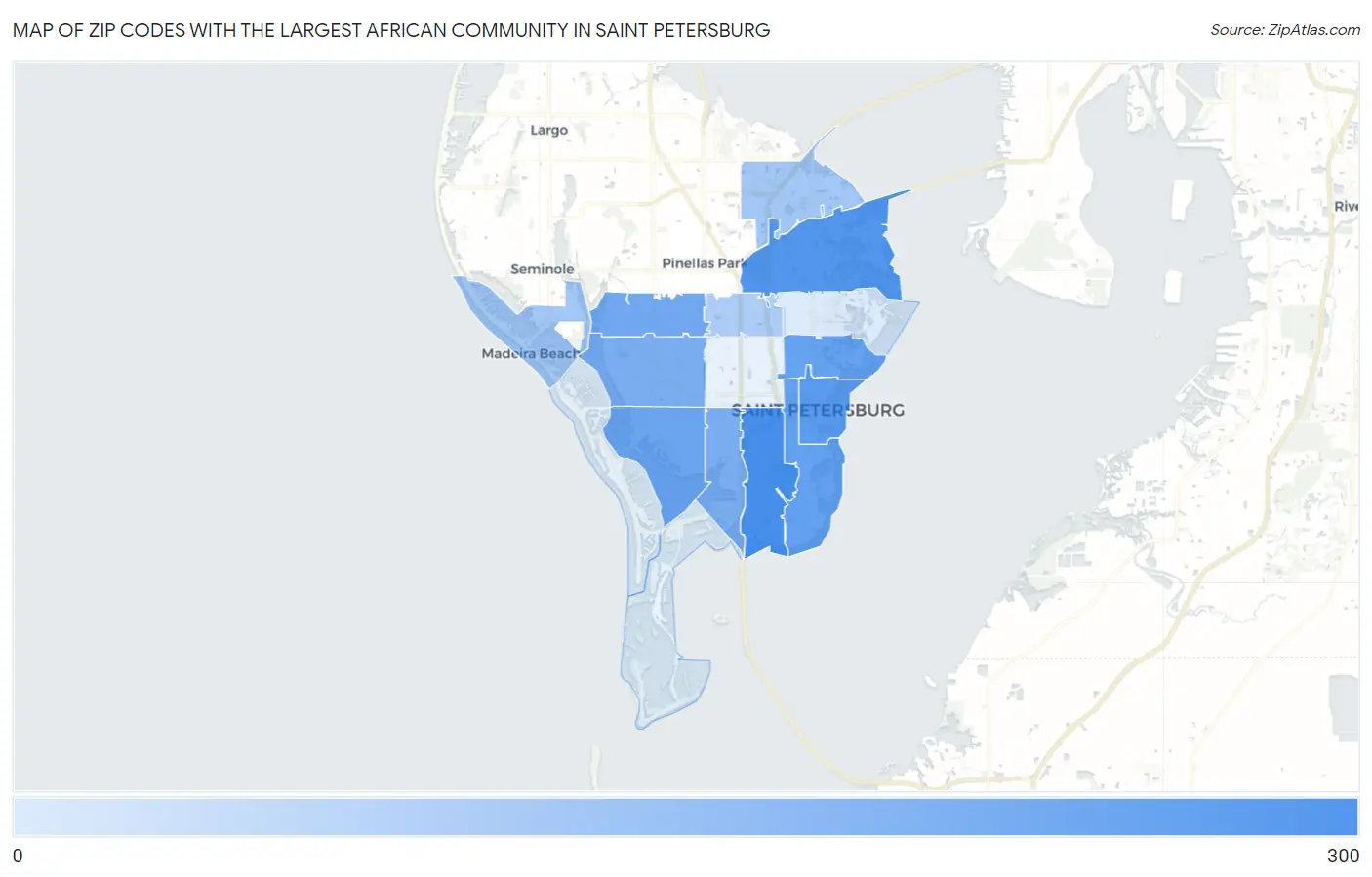 Zip Codes with the Largest African Community in Saint Petersburg Map