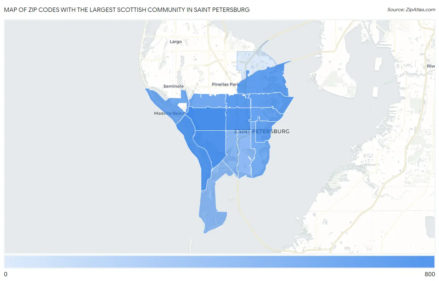 Zip Codes with the Largest Scottish Community in Saint Petersburg Map