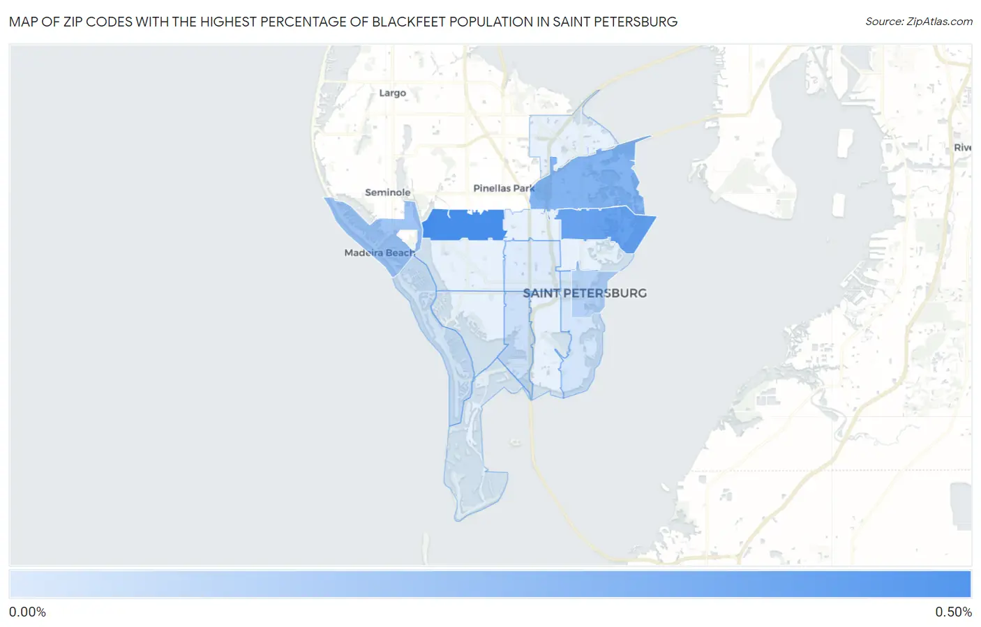 Zip Codes with the Highest Percentage of Blackfeet Population in Saint Petersburg Map