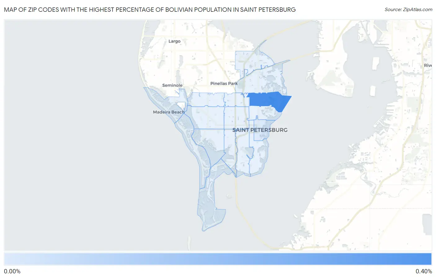 Zip Codes with the Highest Percentage of Bolivian Population in Saint Petersburg Map