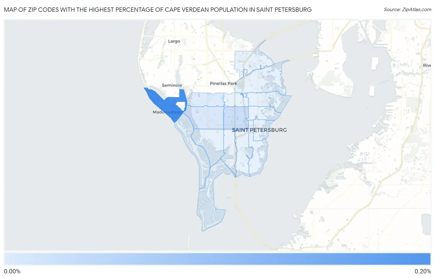 Zip Codes with the Highest Percentage of Cape Verdean Population in Saint Petersburg Map
