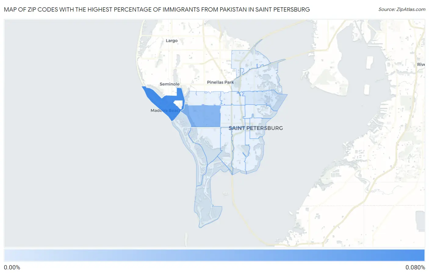 Zip Codes with the Highest Percentage of Immigrants from Pakistan in Saint Petersburg Map