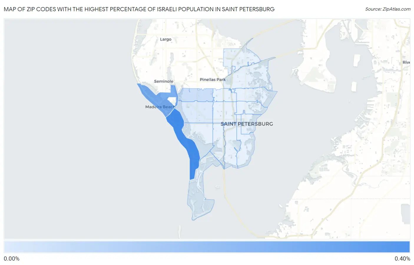 Zip Codes with the Highest Percentage of Israeli Population in Saint Petersburg Map