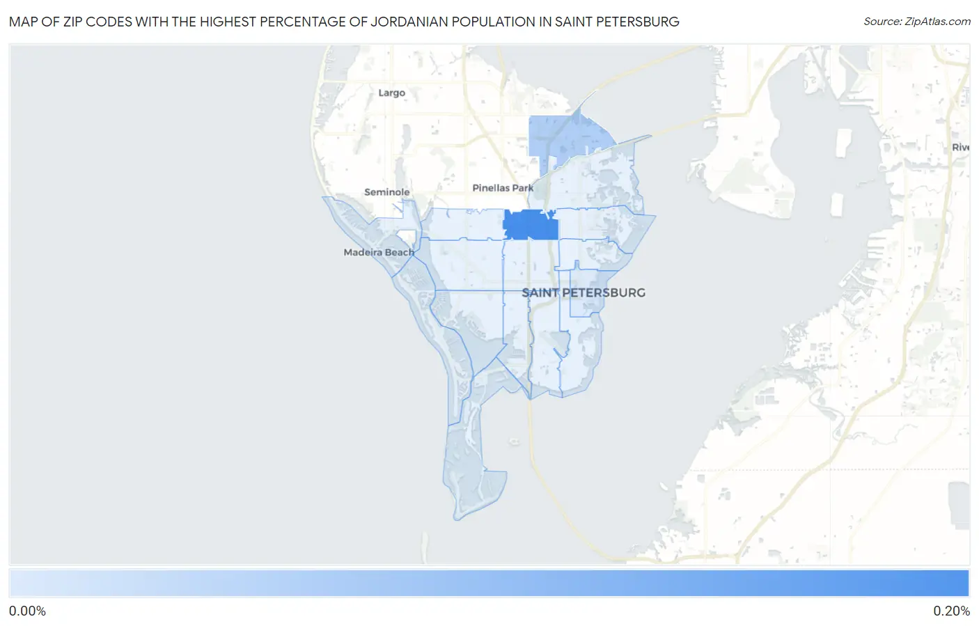 Zip Codes with the Highest Percentage of Jordanian Population in Saint Petersburg Map