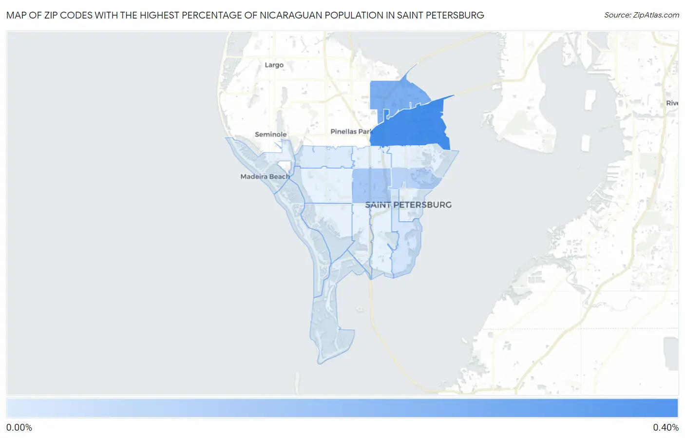 Zip Codes with the Highest Percentage of Nicaraguan Population in Saint Petersburg Map