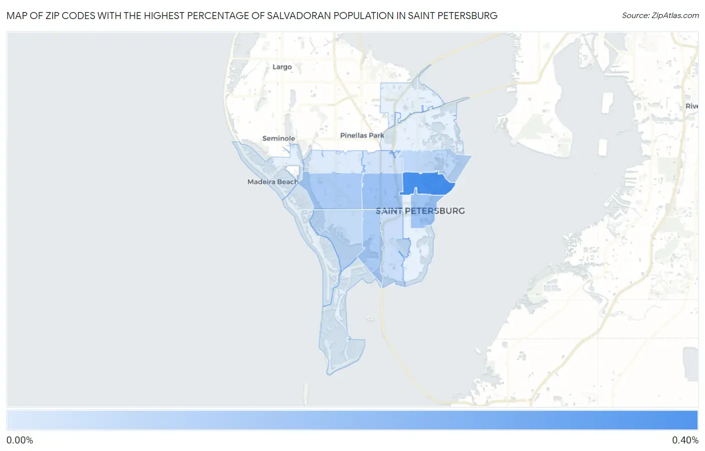 Zip Codes with the Highest Percentage of Salvadoran Population in Saint Petersburg Map