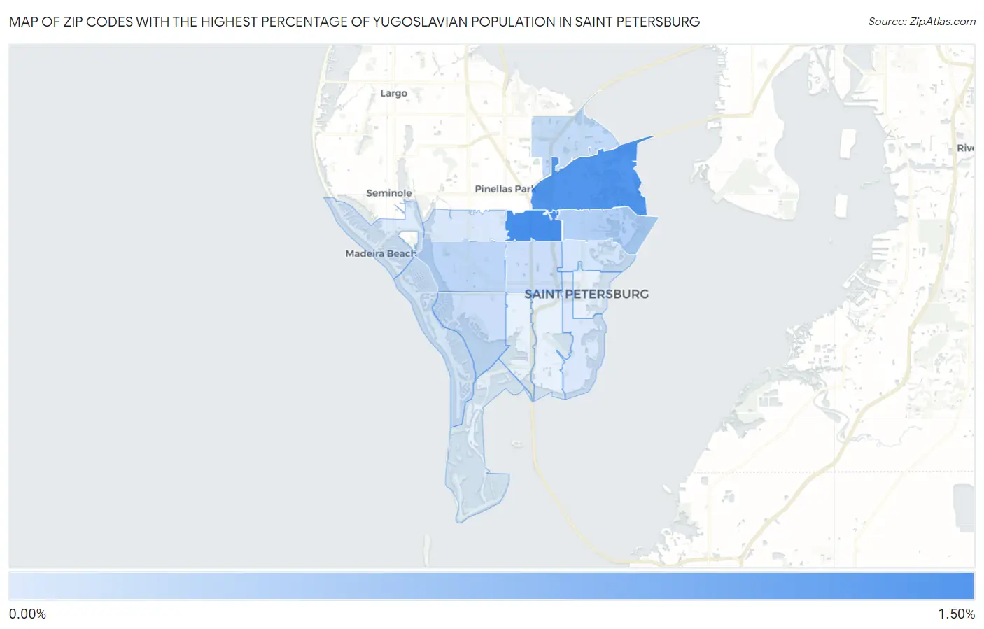 Zip Codes with the Highest Percentage of Yugoslavian Population in Saint Petersburg Map