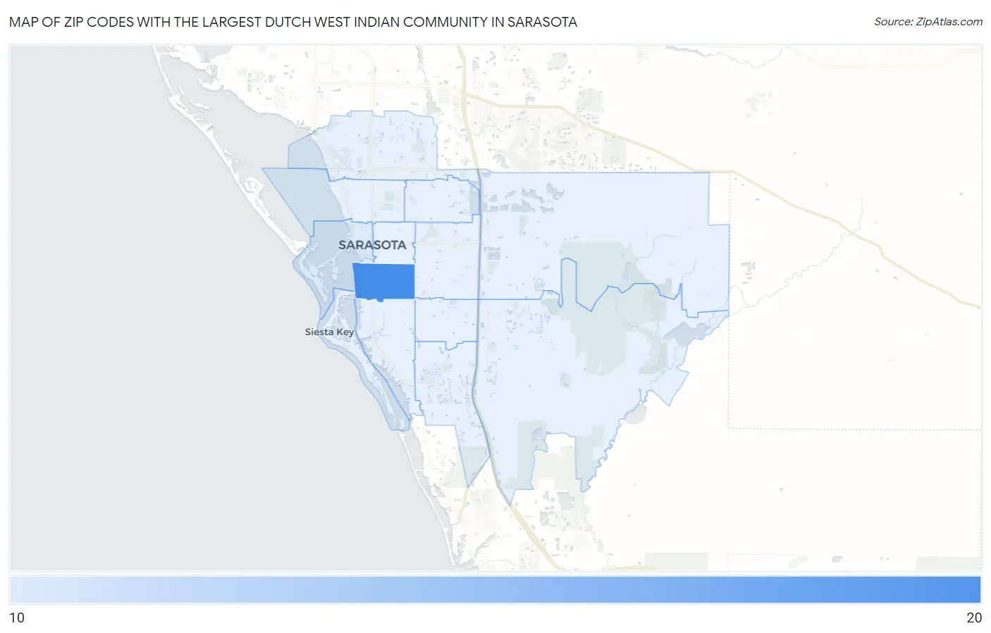 Zip Codes with the Largest Dutch West Indian Community in Sarasota Map