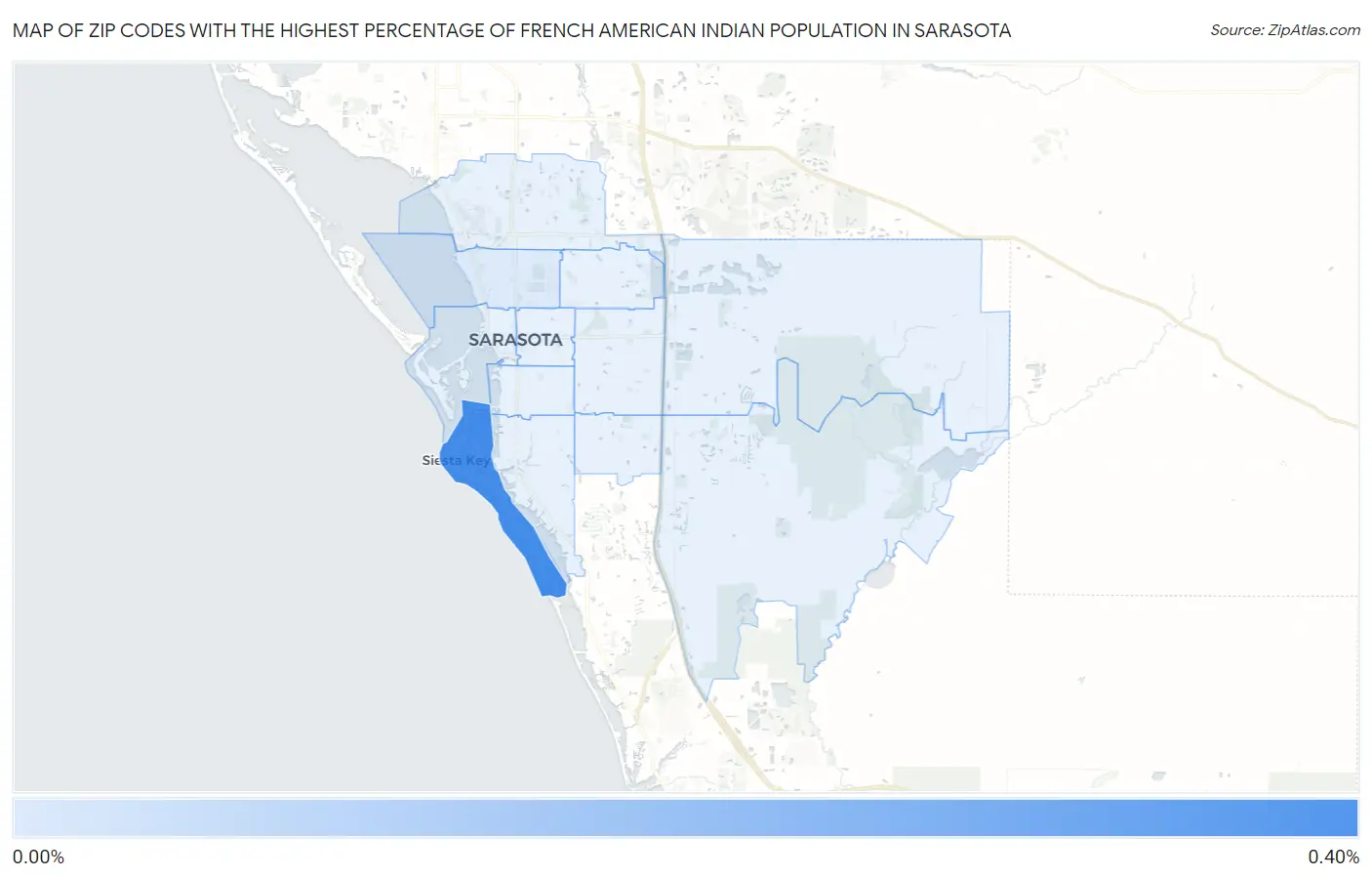 Zip Codes with the Highest Percentage of French American Indian Population in Sarasota Map