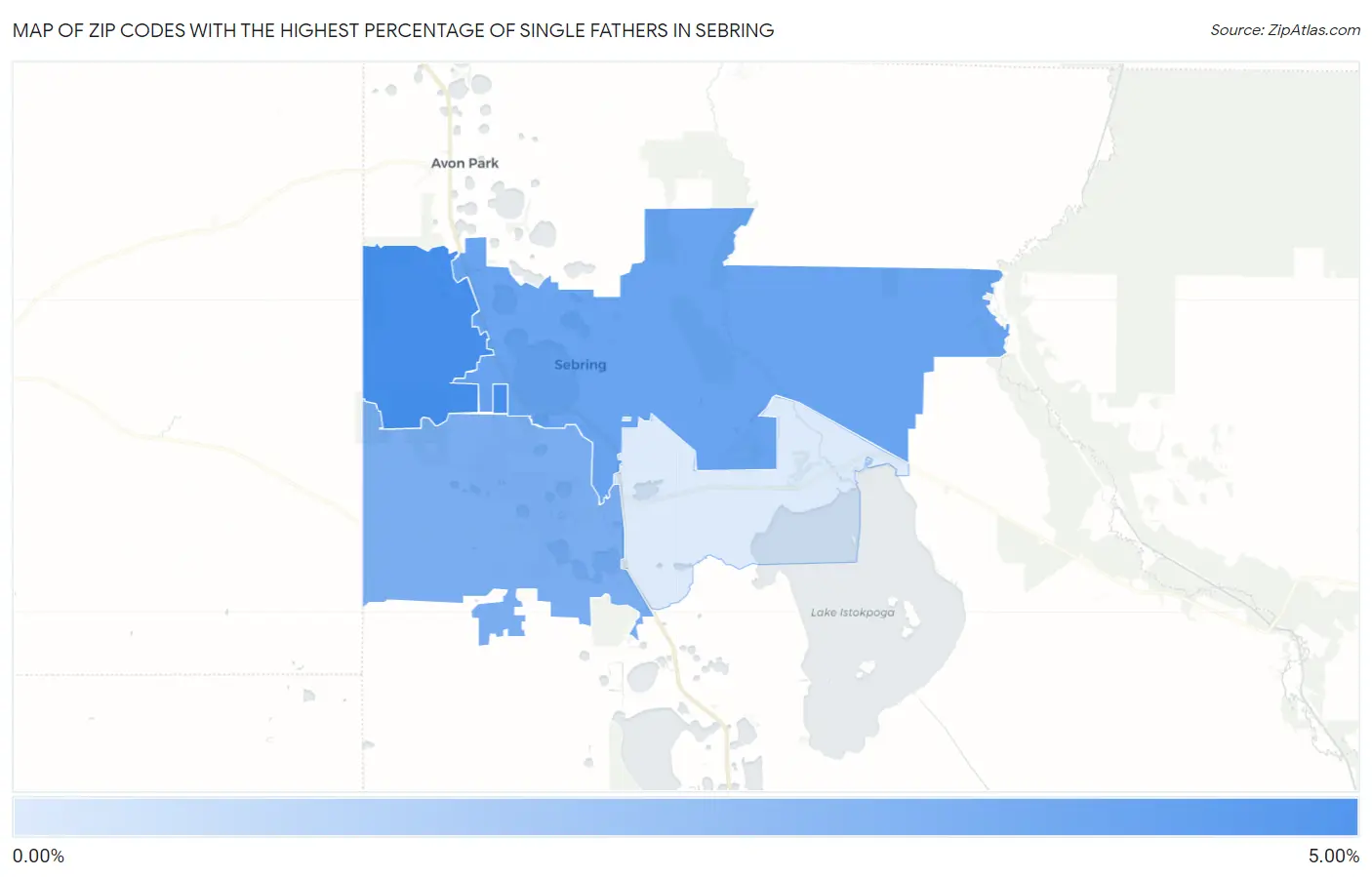 Zip Codes with the Highest Percentage of Single Fathers in Sebring Map