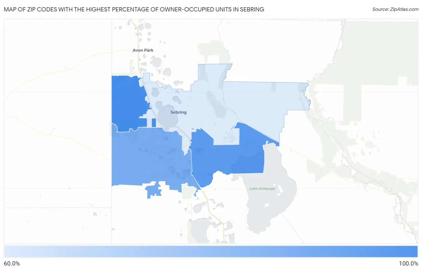 Zip Codes with the Highest Percentage of Owner-Occupied Units in Sebring Map