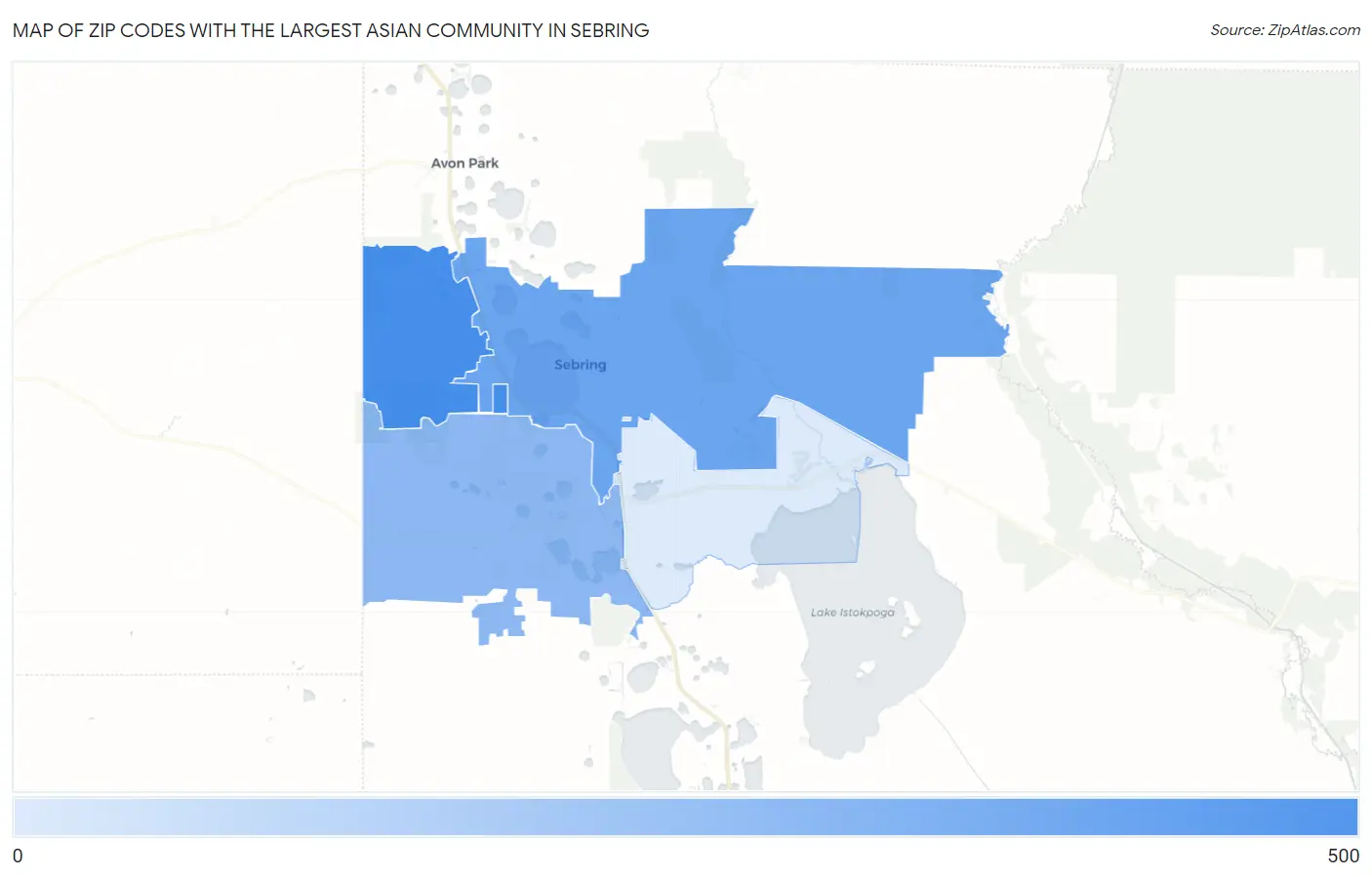Zip Codes with the Largest Asian Community in Sebring Map