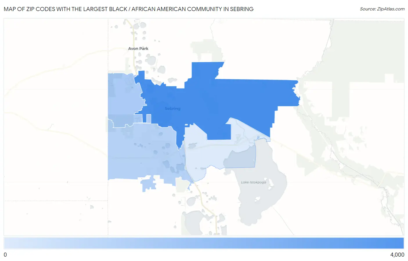 Zip Codes with the Largest Black / African American Community in Sebring Map