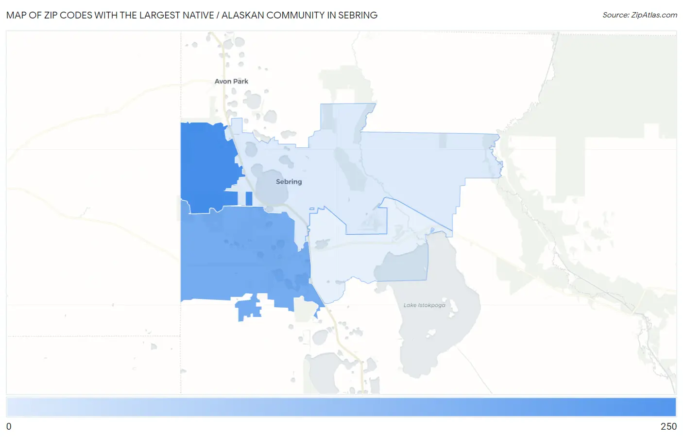 Zip Codes with the Largest Native / Alaskan Community in Sebring Map